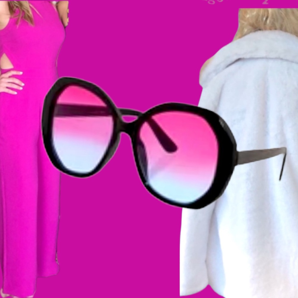 Ryan Simkhai Eyewear JODI Sunglasses Black Frames  Pink Gradient Lenses